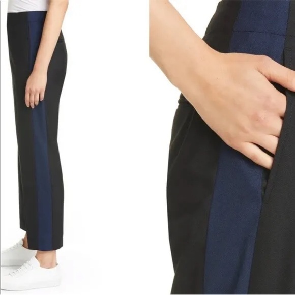 Club Monaco RYANNE blk blu tux stripe trousers - Picture 2 of 8